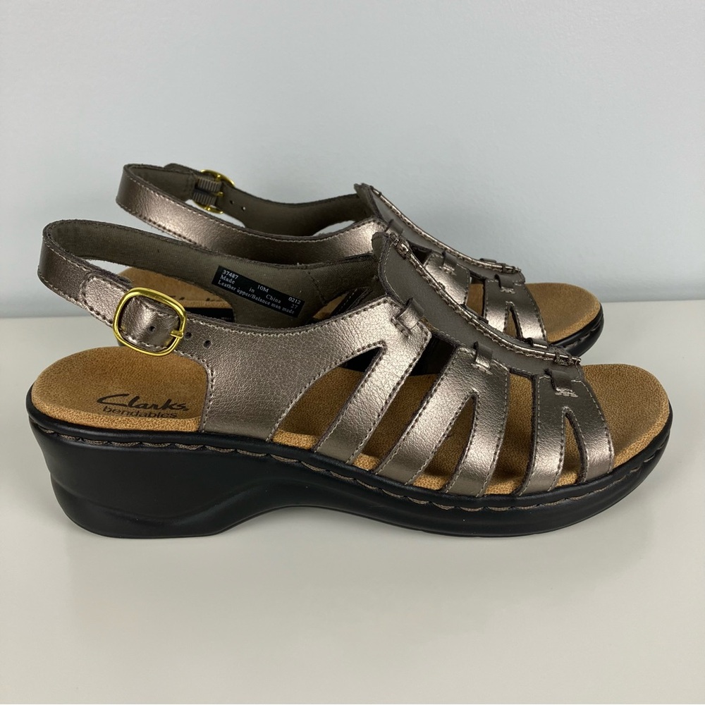 Clarks Lexi Marigold Sandals Womens 10M Metallic Leather Slingback Comfort